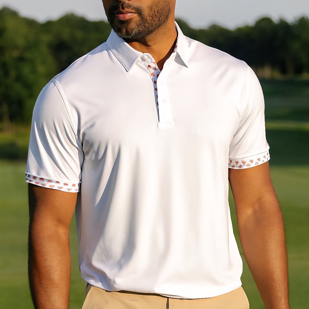 Mantra Catalyst Short Sleeve Signature Polo Shirt Bright White Flamingo Trim XL